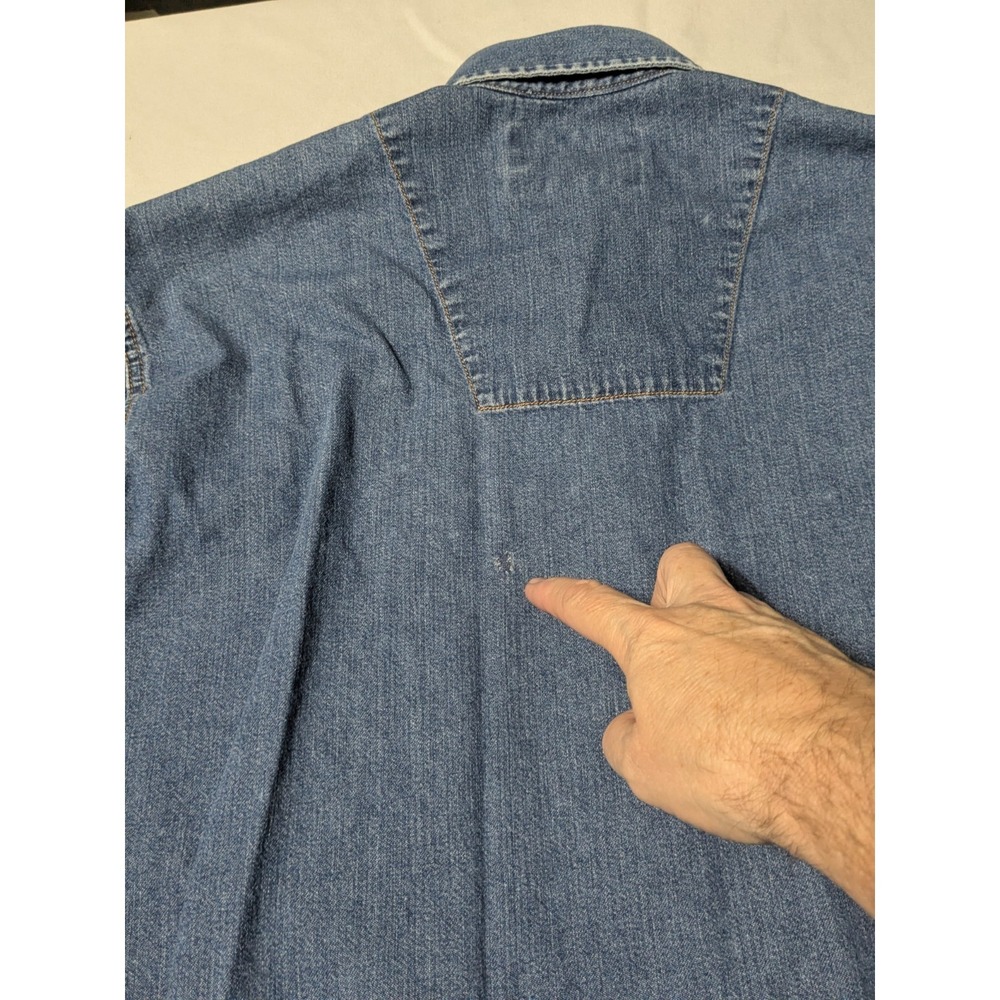 VTG 80s CALVIN KLEIN Weathered American Classic Blue Denim Shirt - Women Medium - Picture 15 of 16